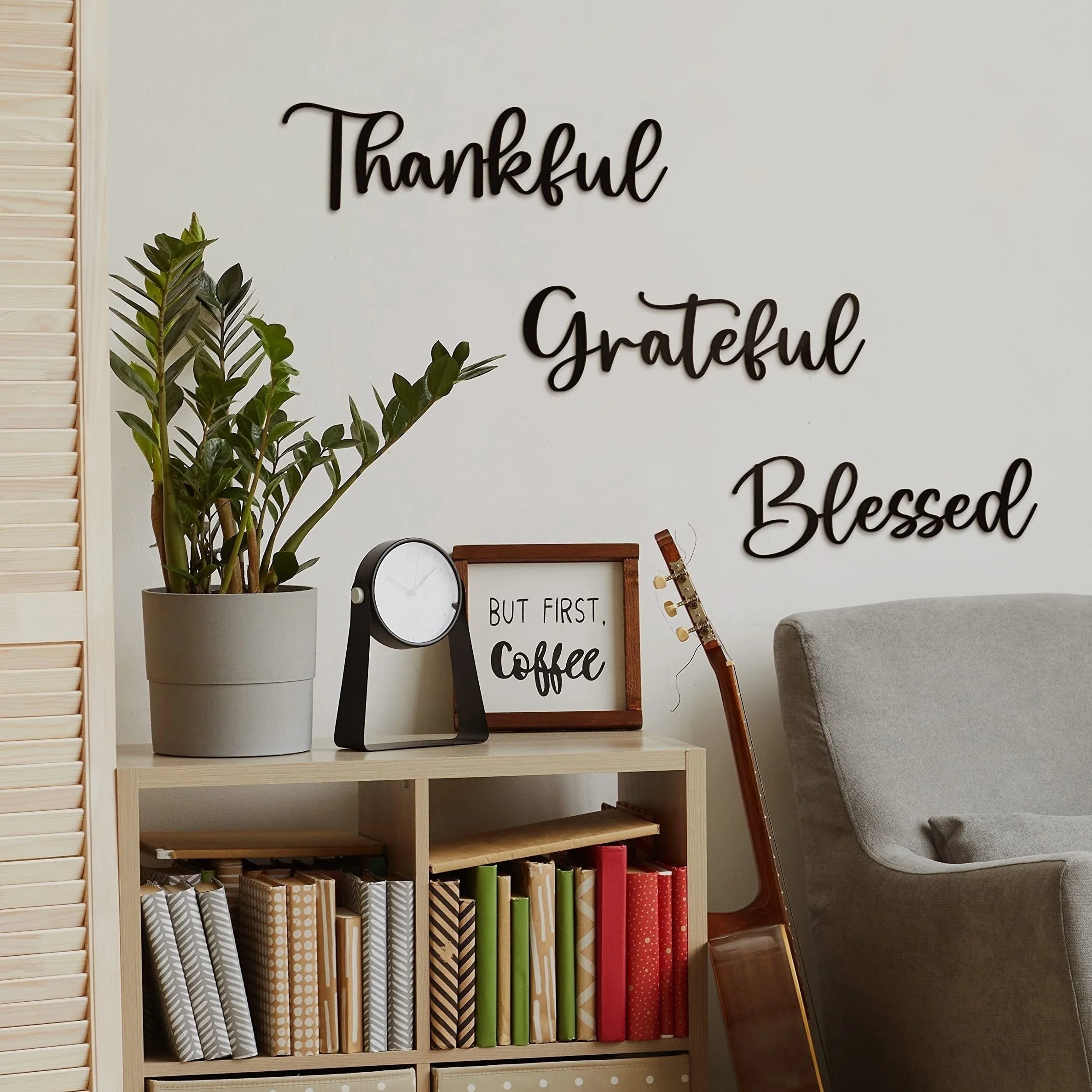 3pcs/set Grateful Blessed Metal Wall Art Decor, Black Thankful Grateful Blessed Sign, For Home Decor Be Grateful Wall Art
