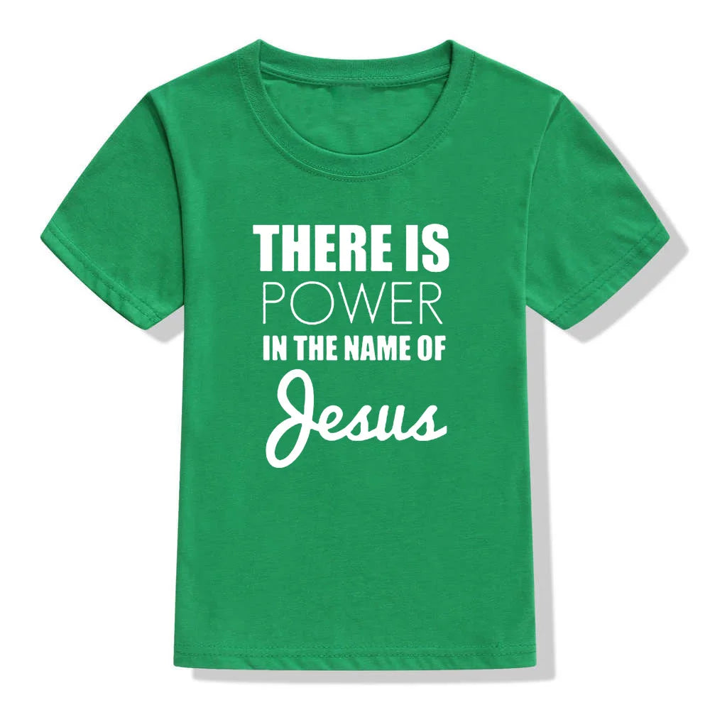 There Is Power In The Name of Jesus Kids Girls Boys Short Sleeve T-shirt Shirt Children Summer Clothing Tops Clothes Casual Tees