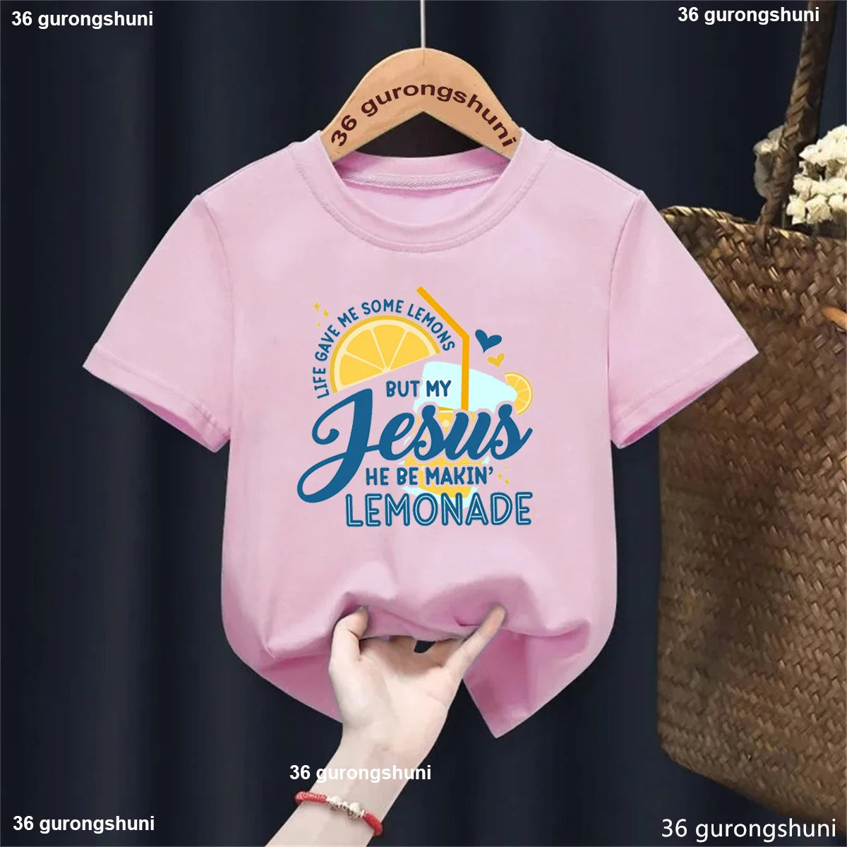 New Arriving Kids Tshirt Jesus and Lemonade Graphic Printed T-shirt Girls Fashion Clothes Casual Summer Short Sleeve Tshirt Tops