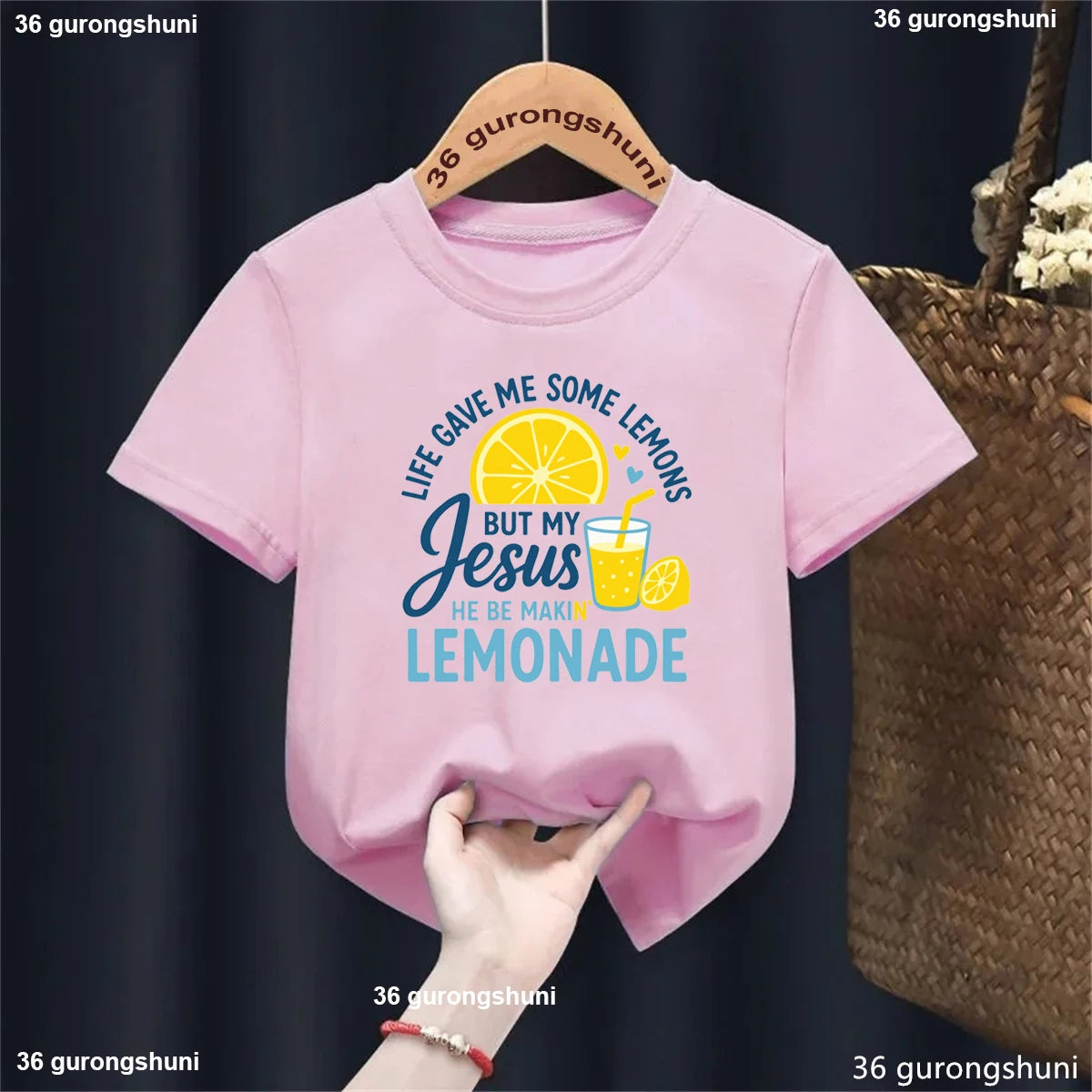 New Arriving Kids Tshirt Jesus and Lemonade Graphic Printed T-shirt Girls Fashion Clothes Casual Summer Short Sleeve Tshirt Tops