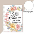 A5 Spiral Ring Binder Notebook Printed Bible French Quote Philippiens 4:13-  Je Peux Tout Par Celui Qui Me Fortifie - Note Book