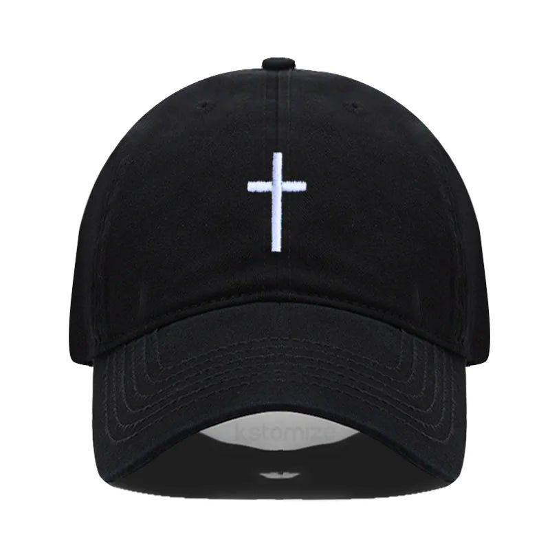 Casquette Baseball Croix Brodée – Casquette Vintage Ajustable en Coton pour Homme & Femme