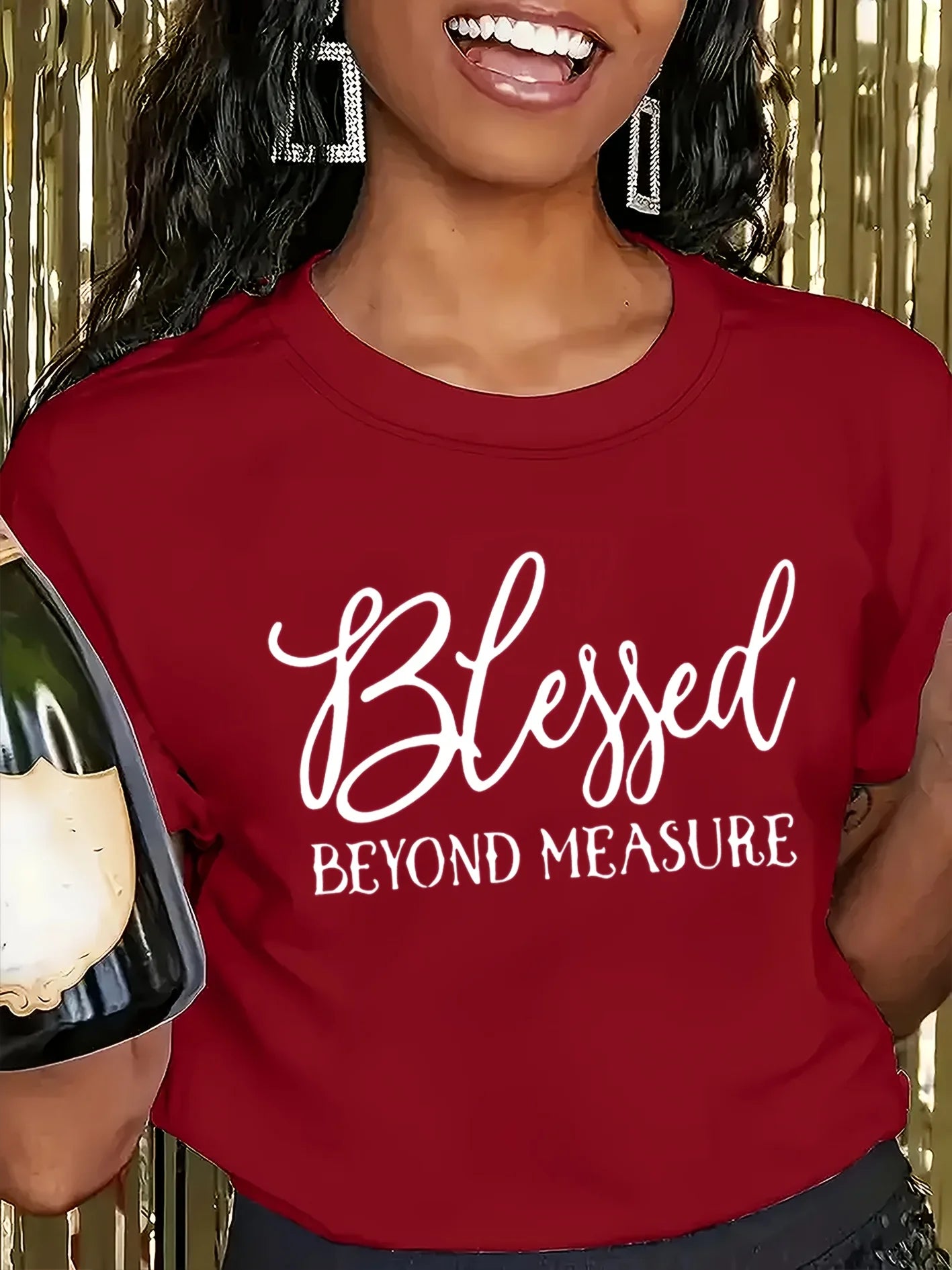 Blessed Beyond Measure Women's Tee - Faith Graphic, Casual Orange Top