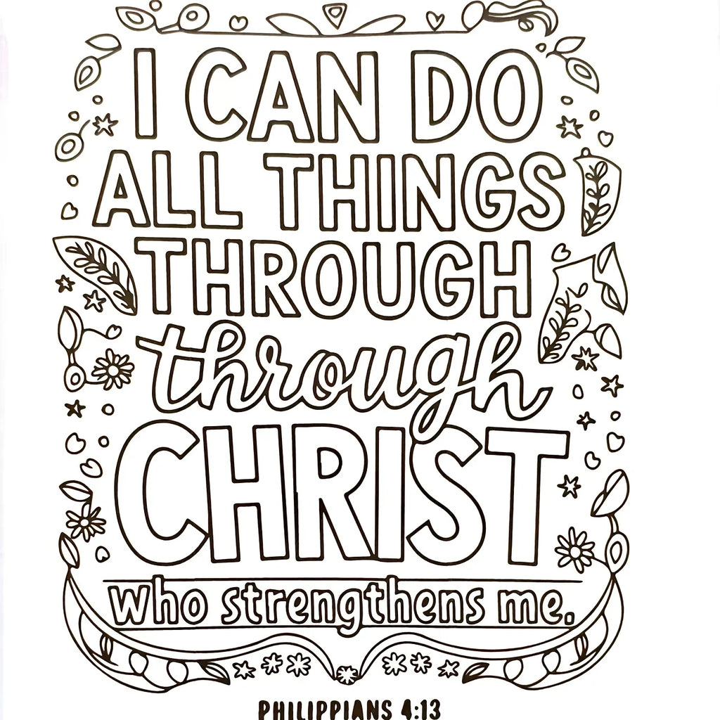 24 page deluxe adult color book - Bible scripture theme, vivid watercolor design, with a "Bible Scripture Color Book" cover