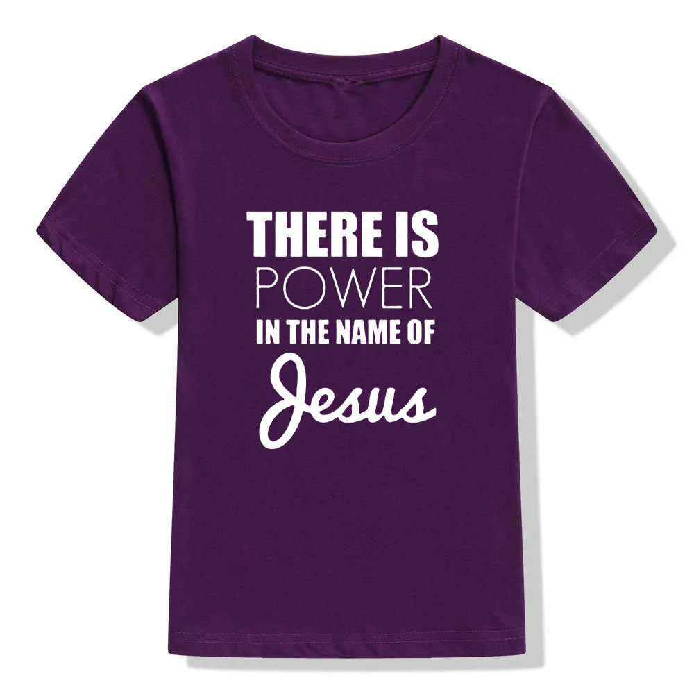 There Is Power In The Name of Jesus Kids Girls Boys Short Sleeve T-shirt Shirt Children Summer Clothing Tops Clothes Casual Tees