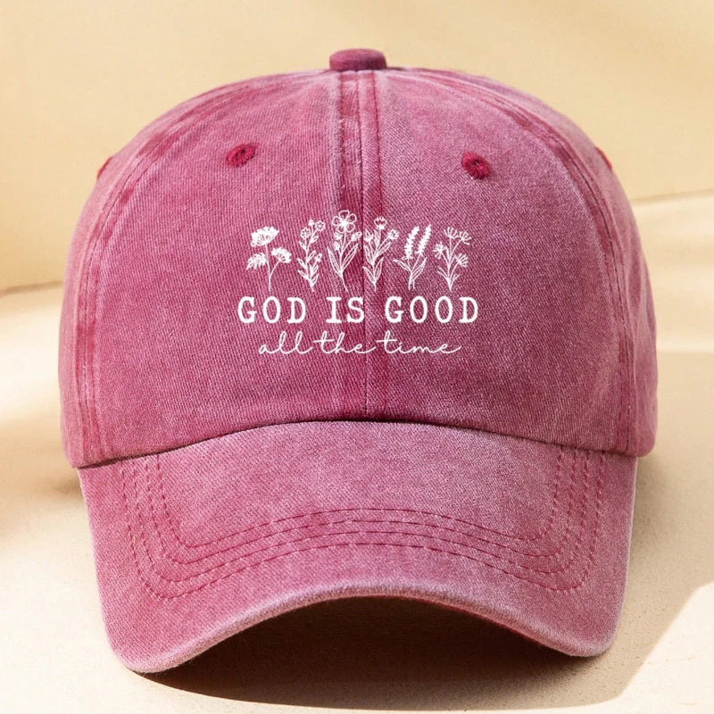 1Casquette Femme “God Is Good” – Casquette Baseball Fleurie Vintage Ajustable Anti-UV Style Streetwear
