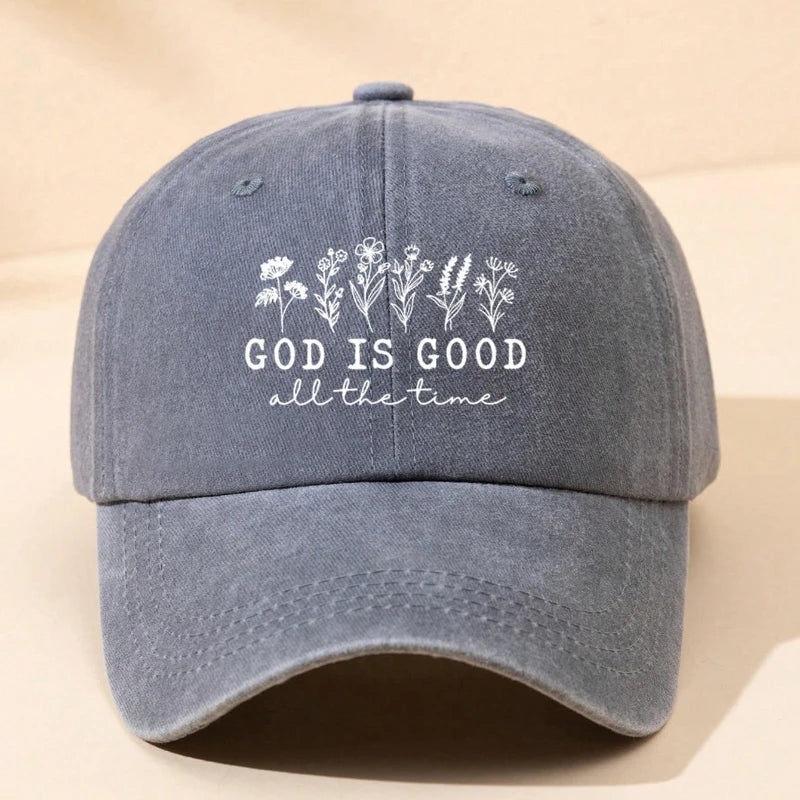 1Casquette Femme “God Is Good” – Casquette Baseball Fleurie Vintage Ajustable Anti-UV Style Streetwear