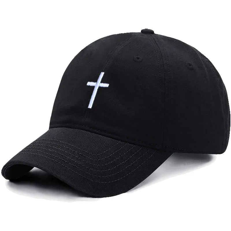 Casquette Baseball Croix Brodée – Casquette Vintage Ajustable en Coton pour Homme & Femme