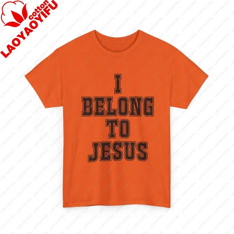 I Belong To Jesus T-Shirt Christian Faith Tee Religious Typography Graphic T Shirts Women Clothes High Quality Cotton Casual Top