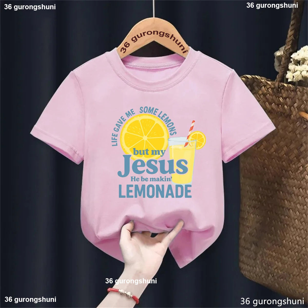 New Arriving Kids Tshirt Jesus and Lemonade Graphic Printed T-shirt Girls Fashion Clothes Casual Summer Short Sleeve Tshirt Tops