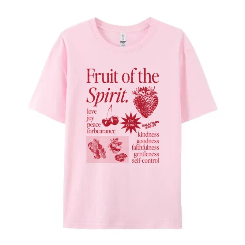 Retro Fruit of Spirit Bible Verse T Shirt Women Men Cool Religious T-Shirts Aesthetic Jesus Faith Tshirts Christian Clothes Gift