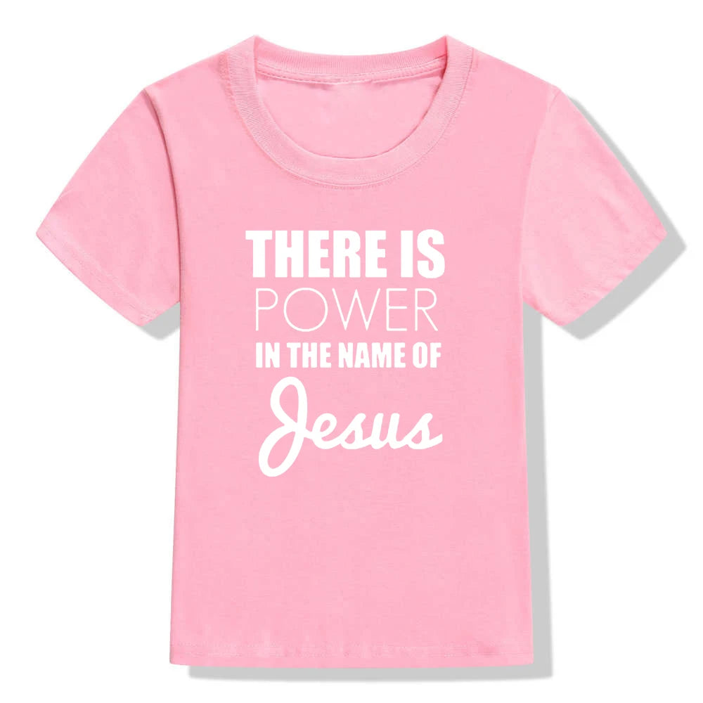 There Is Power In The Name of Jesus Kids Girls Boys Short Sleeve T-shirt Shirt Children Summer Clothing Tops Clothes Casual Tees
