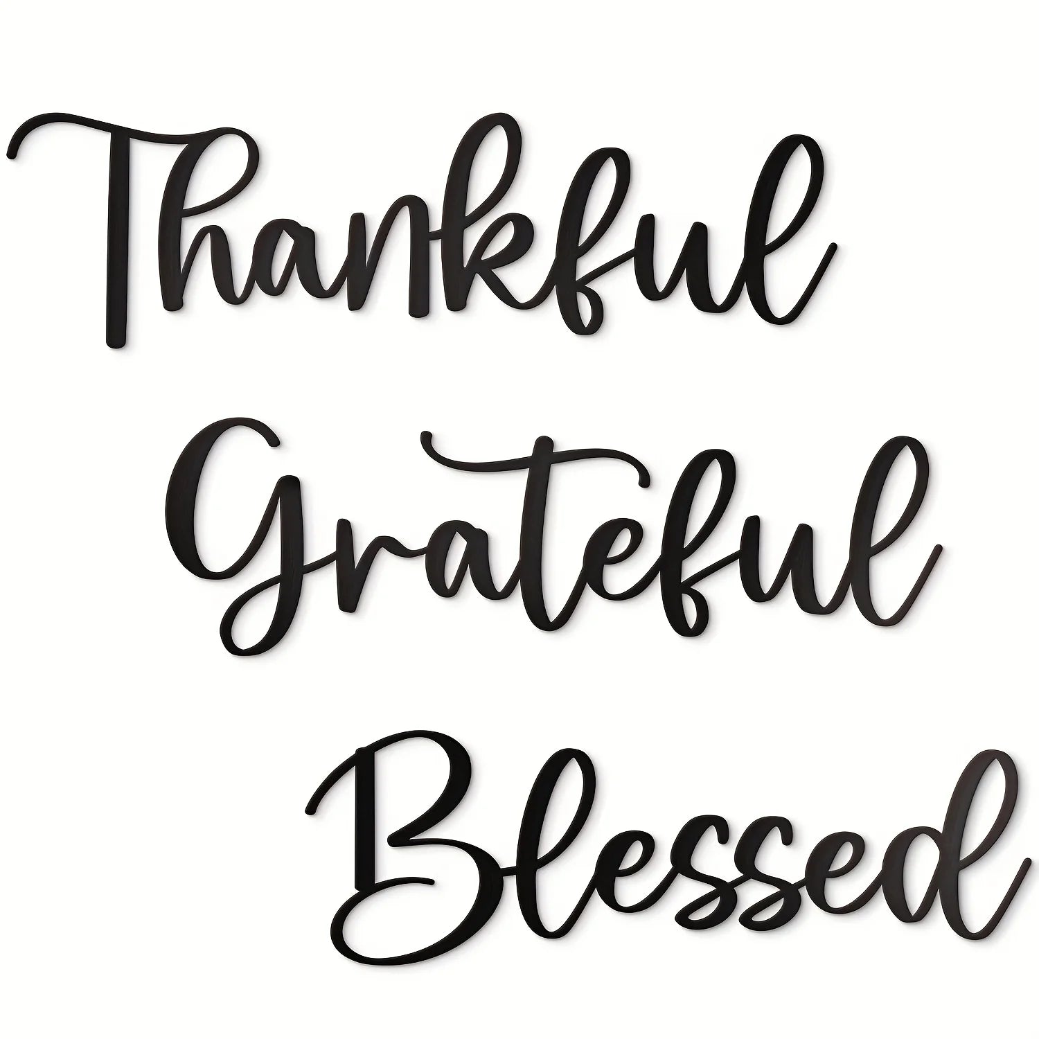 3pcs/set Grateful Blessed Metal Wall Art Decor, Black Thankful Grateful Blessed Sign, For Home Decor Be Grateful Wall Art