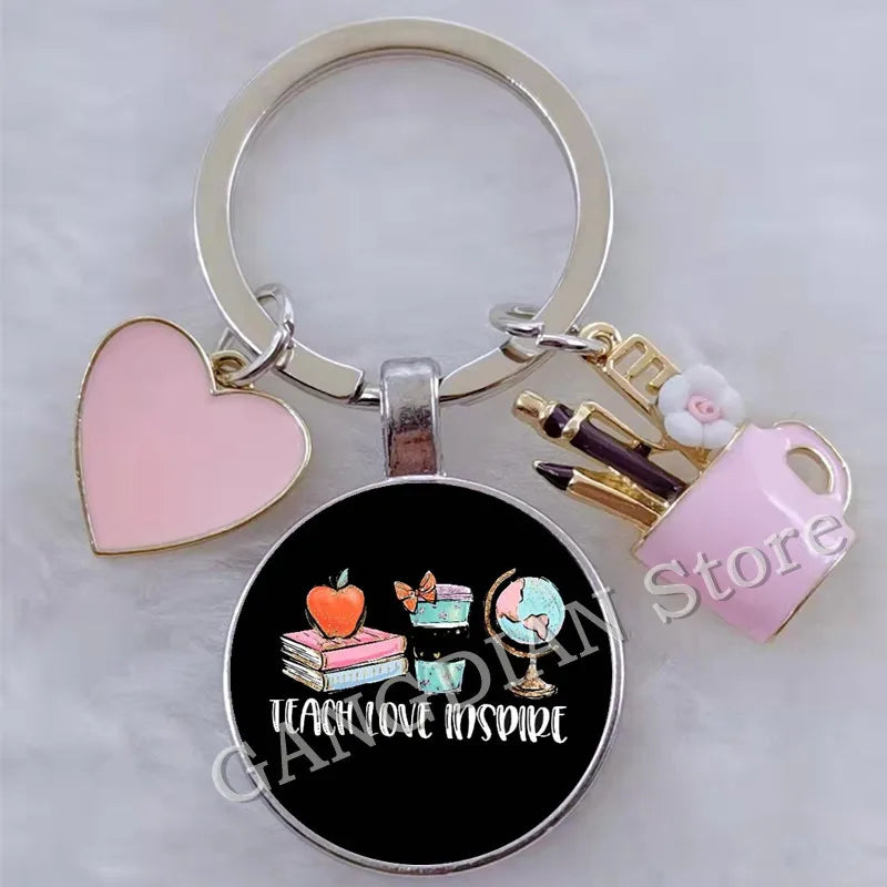 Blessed Teacher, DIY Teacher's Day Gift Keychain Thank You Teacher, Enamel Pen Holder Love Charm Bag Keychain Souvenir