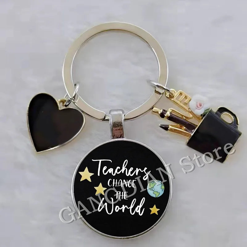 Blessed Teacher, DIY Teacher's Day Gift Keychain Thank You Teacher, Enamel Pen Holder Love Charm Bag Keychain Souvenir