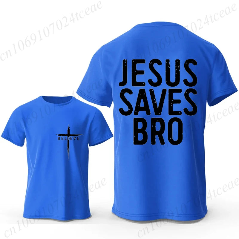 Christian T-shirt Jesus Saves Bro Bible Verse for Men Women Unisex Style Clothing for Women Men Classic Short-sleeve Tee T-shirt