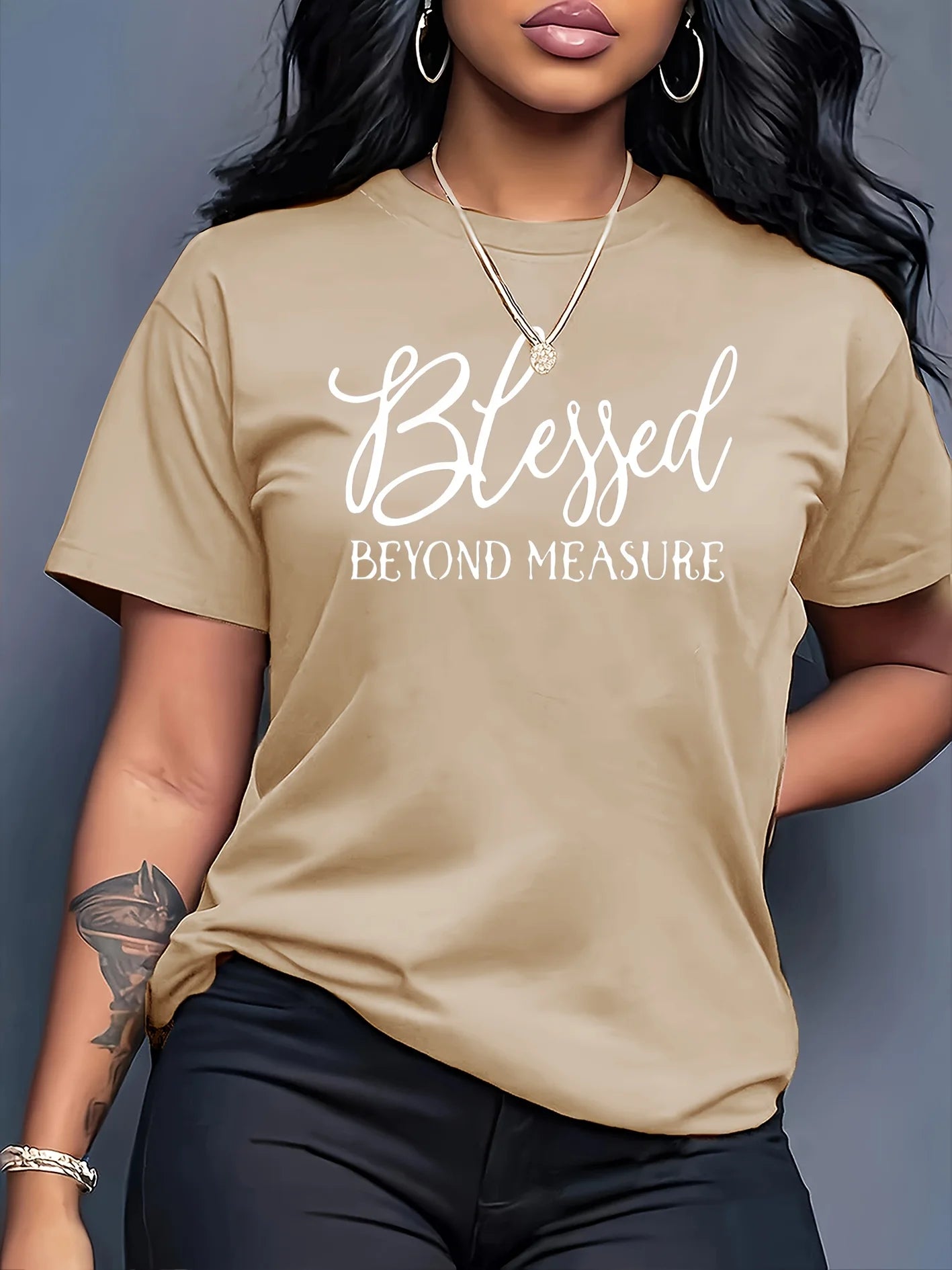 Blessed Beyond Measure Women's Tee - Faith Graphic, Casual Orange Top