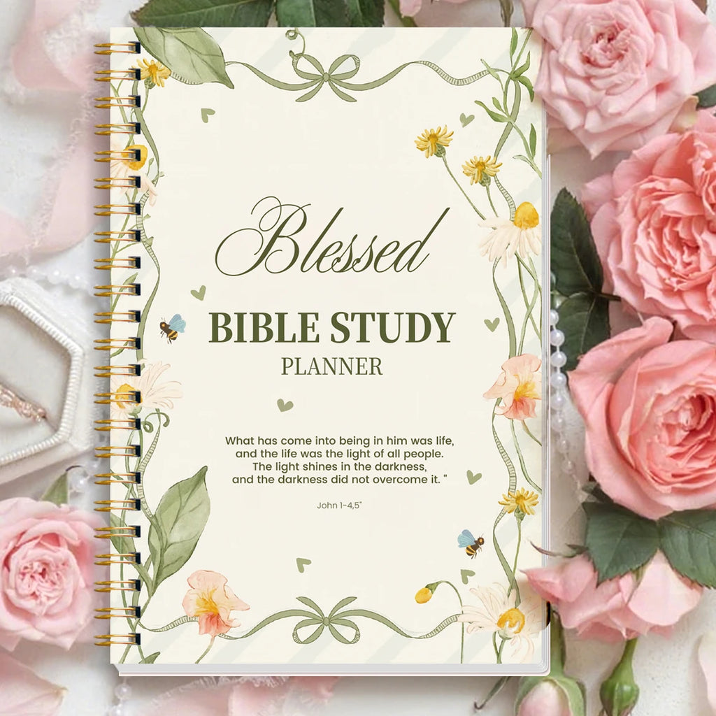 A5 Blessed Bible Study Planner, SOAP Method Christian Journal, Spiral Bound Scripture Prayer Notebook