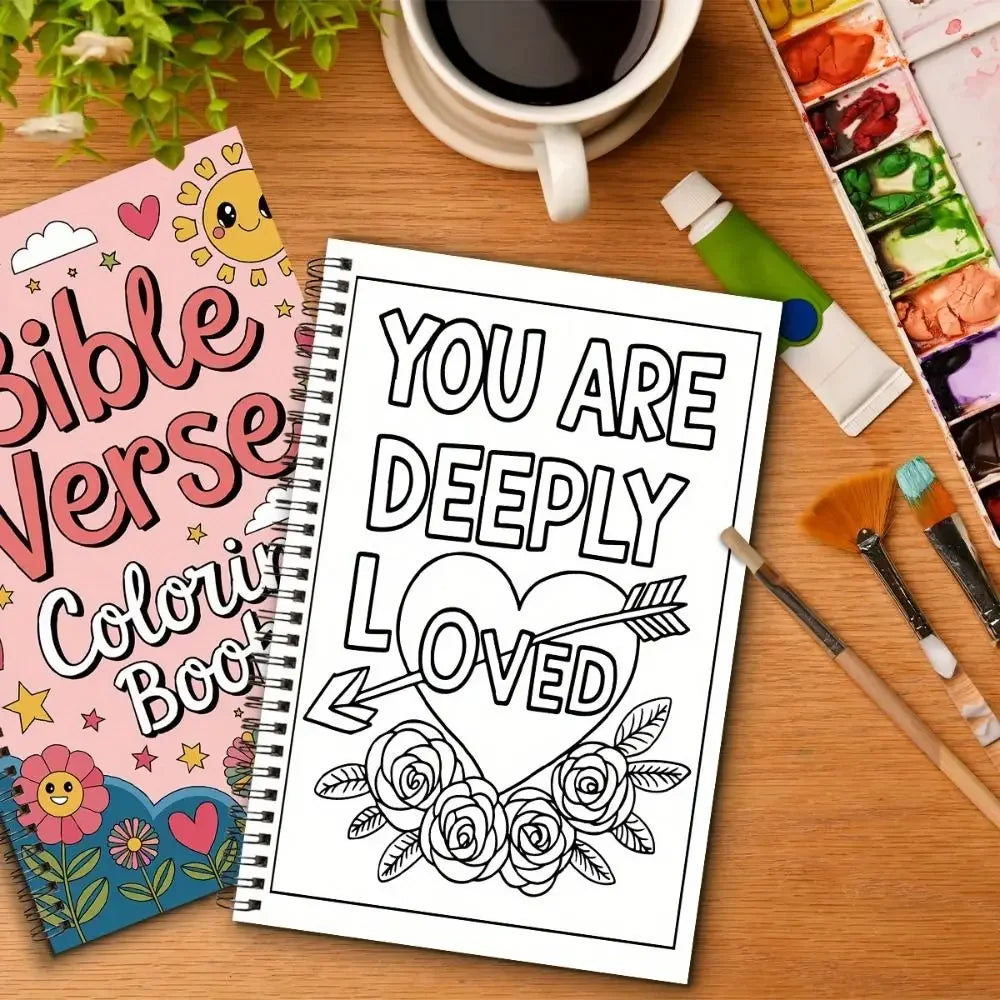 Bible Verse Coloring Note Book 50 Sheets Stress Relieving Hand Drawn Book Spiral Binding Educational Graffiti Painting Book