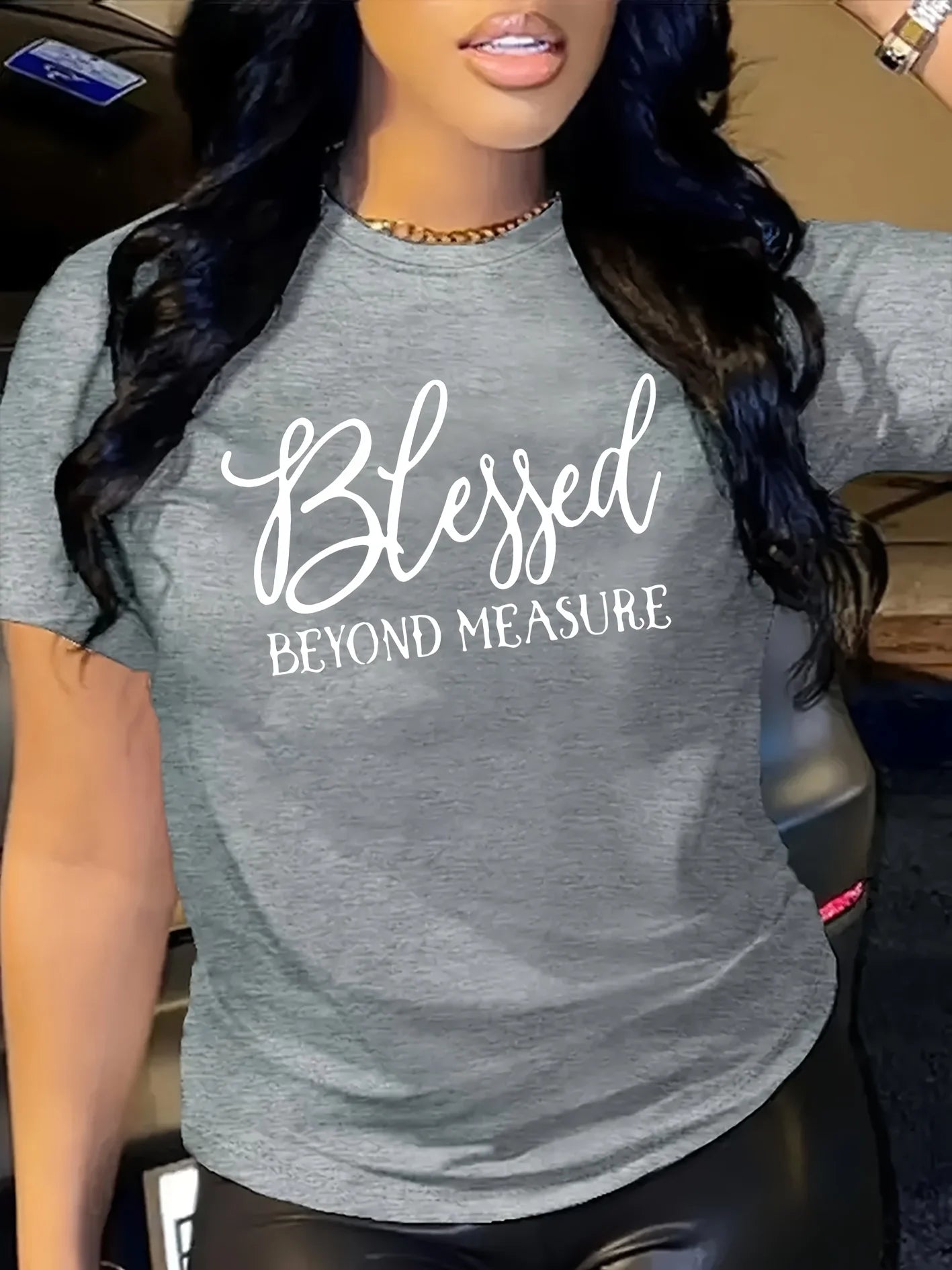 Blessed Beyond Measure Women's Tee - Faith Graphic, Casual Orange Top