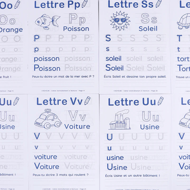 Livre d’Écriture Français pour Enfants – Cahier Éducatif de 32 Pages pour Apprendre en S’amusant et S’éloigner des Écrans