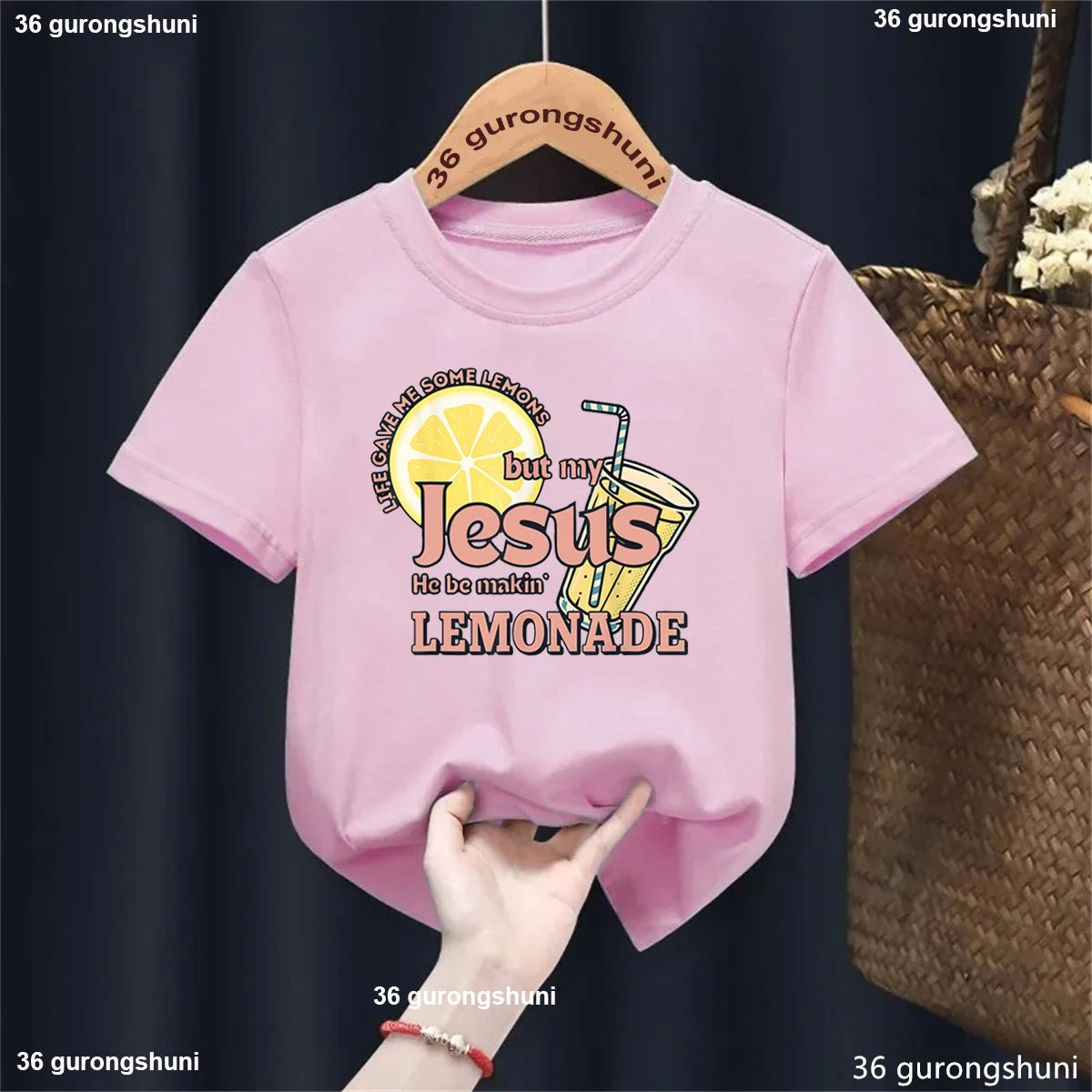 New Arriving Kids Tshirt Jesus and Lemonade Graphic Printed T-shirt Girls Fashion Clothes Casual Summer Short Sleeve Tshirt Tops