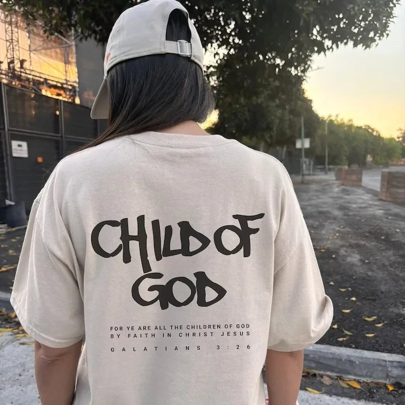 Christian Streetwear Tshirt Child of God Galatians 3 26 Bible Verse Jesus Shirt Faith Based Church Tee Aesthetic Casual Top