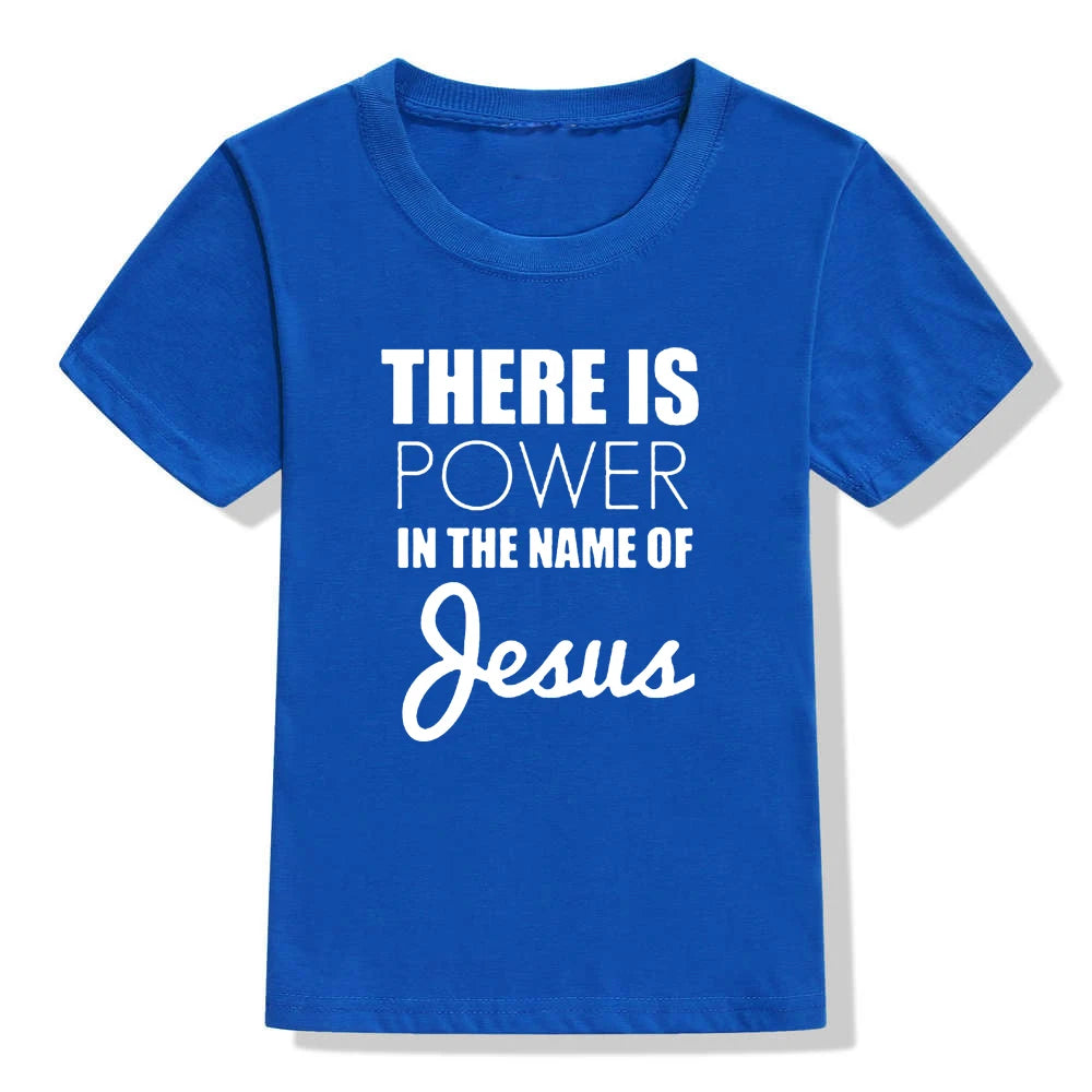 There Is Power In The Name of Jesus Kids Girls Boys Short Sleeve T-shirt Shirt Children Summer Clothing Tops Clothes Casual Tees