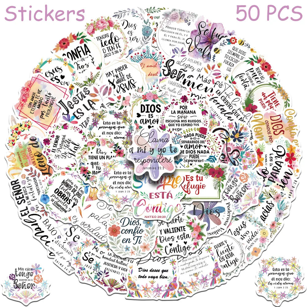 50pcs Spanish Motivational Quotes Stickers Decals For Phone Scrapbook Skateboard Helmet DIY Aesthetic Waterproof Stickers