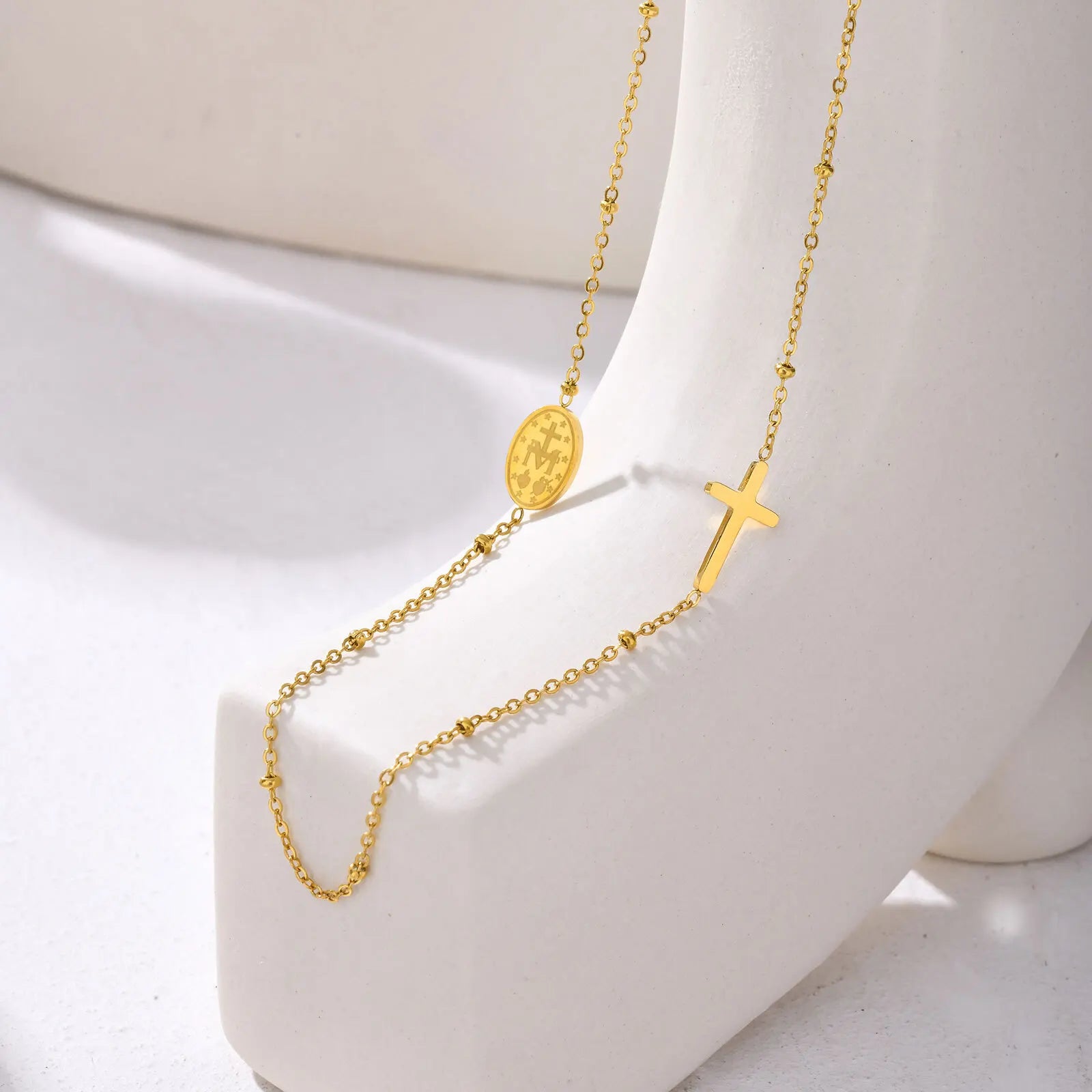 Christian  Cross Necklace For Women Stainless Steel Jewelry Saint Benedict Chain Lady Girlfriend Valentine's Day Gift