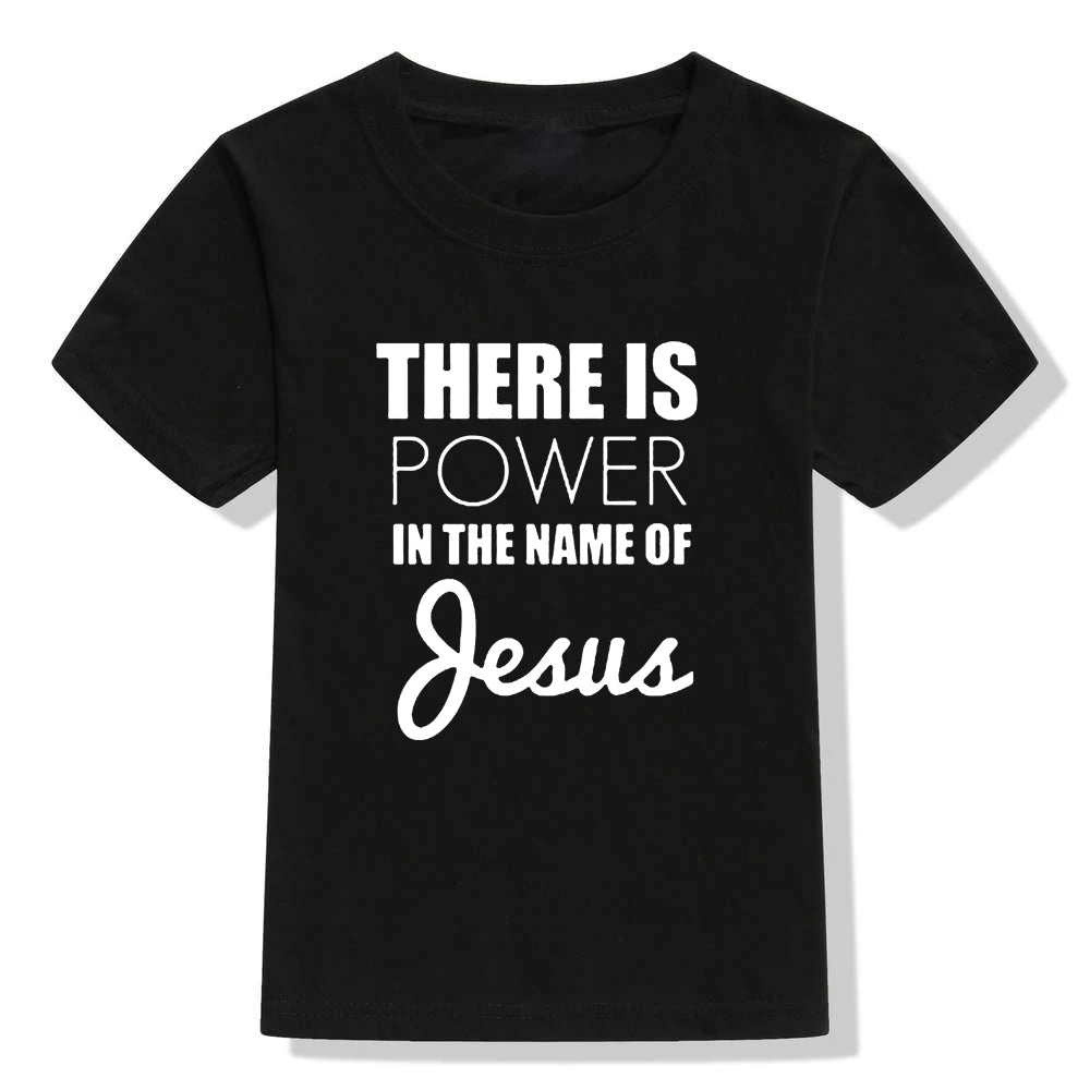 There Is Power In The Name of Jesus Kids Girls Boys Short Sleeve T-shirt Shirt Children Summer Clothing Tops Clothes Casual Tees