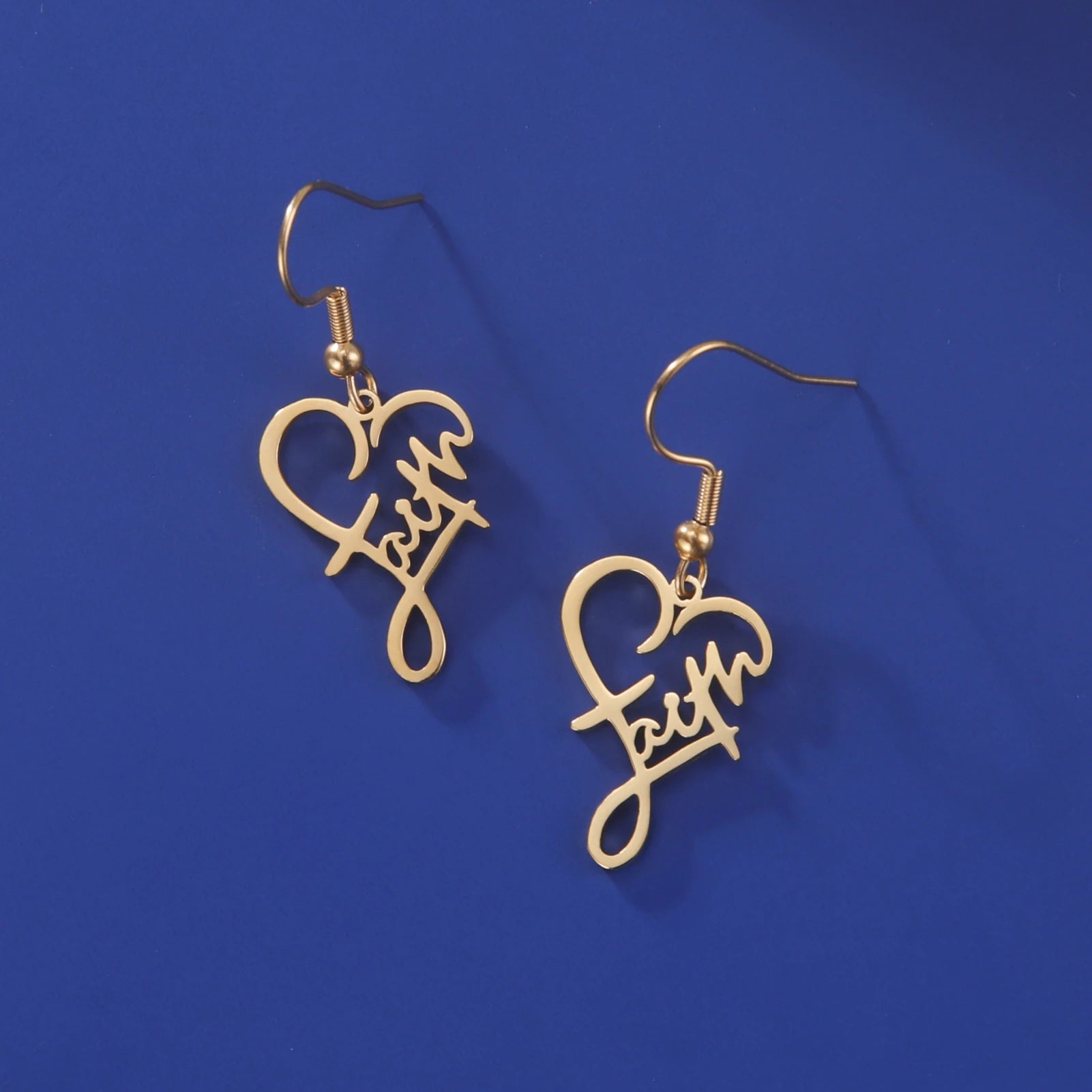 Faith Heart Earrings Stainless Steel Jesus Love Family Dangle Earring Christian Inspirational Jewelry Birthday Gift