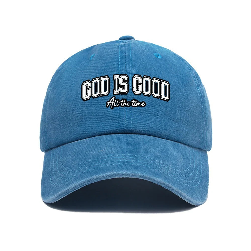 Casquette Chrétienne “God Is Good” – Casquette Vintage en Coton Lavé Ajustable pour Homme & Femme