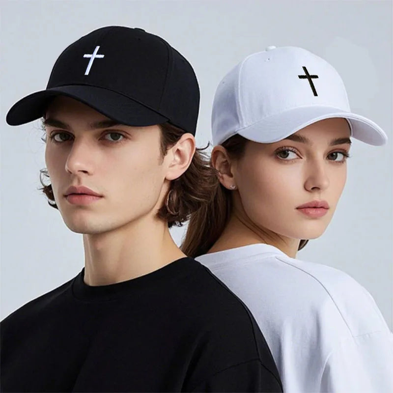 Casquette Baseball Croix Brodée – Casquette Vintage Ajustable en Coton pour Homme & Femme