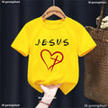 New Fashion Hot Sale Love Jesus Graphic Print T-Shirt Boys Girls Gift Tshirt Kids Clothes Flowers Tshirt Tee Harajuku Tops