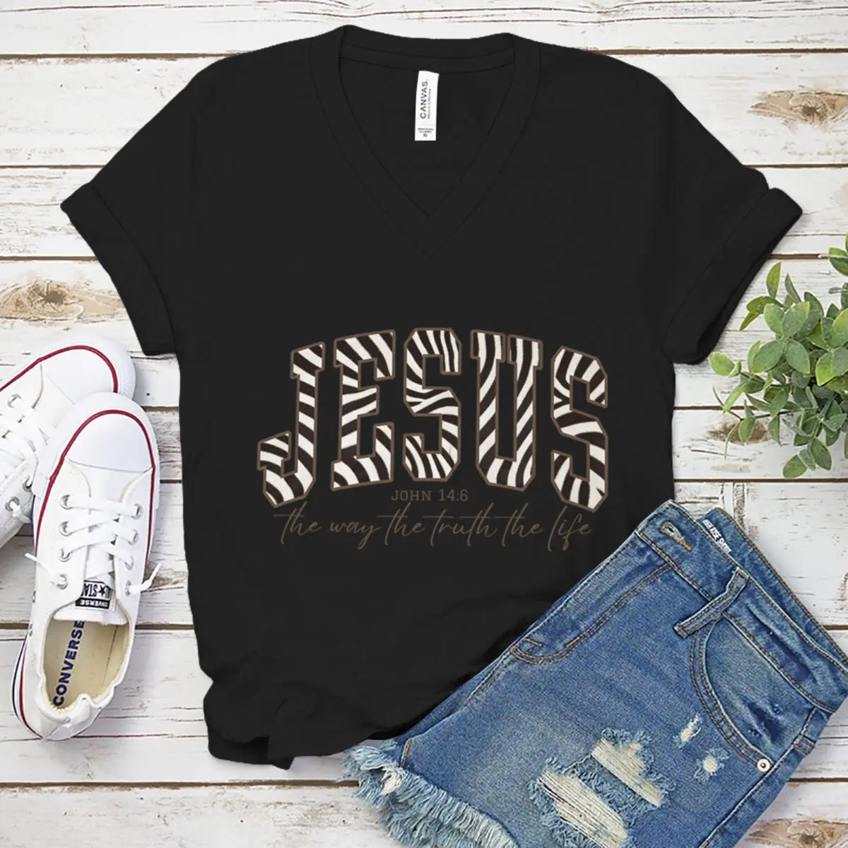Trendy Faith Shirt Christian Jesus T-shirt Bible Verse Print Tshirt Jesus Loves You Shirt The Way The Truth The Life Top