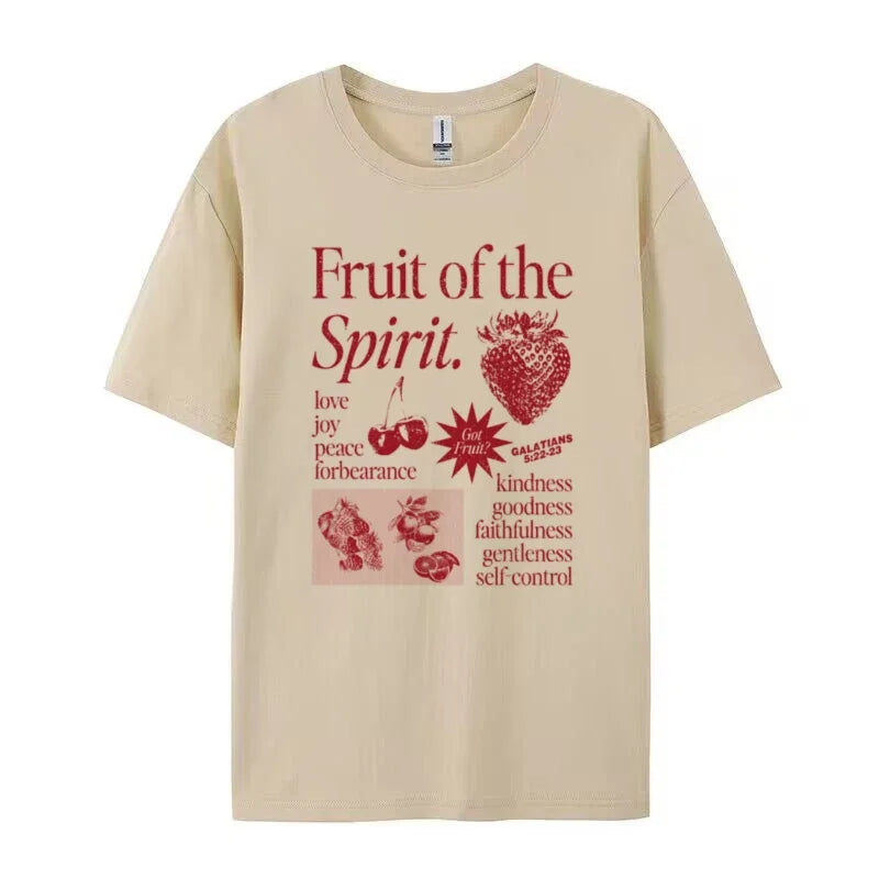 Retro Fruit of Spirit Bible Verse T Shirt Women Men Cool Religious T-Shirts Aesthetic Jesus Faith Tshirts Christian Clothes Gift