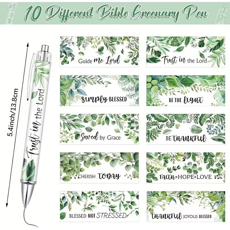 10-pack Christian pens, women's religious ink pens, inspirational quotes, biblical verses, ballpoint pens