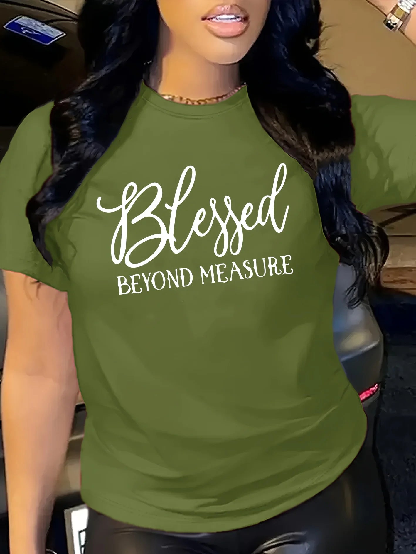 Blessed Beyond Measure Women's Tee - Faith Graphic, Casual Orange Top