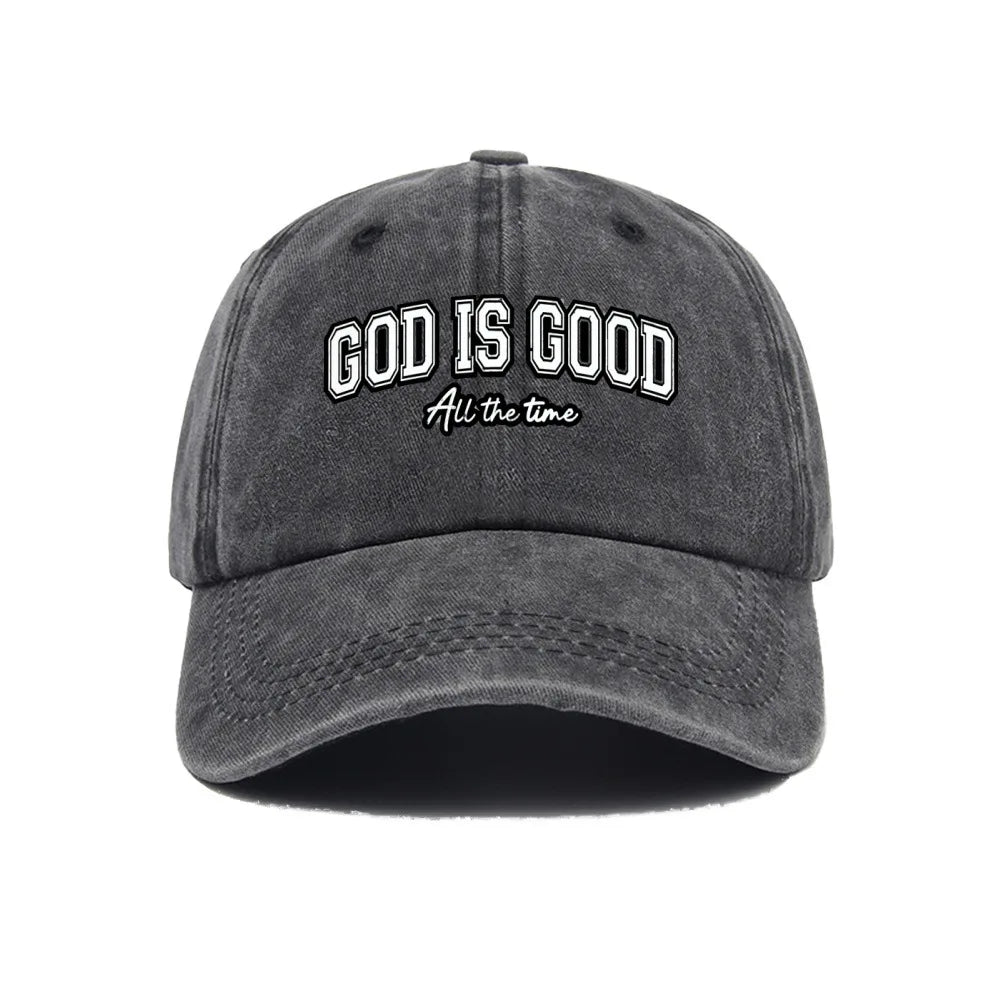 Casquette Chrétienne “God Is Good” – Casquette Vintage en Coton Lavé Ajustable pour Homme & Femme