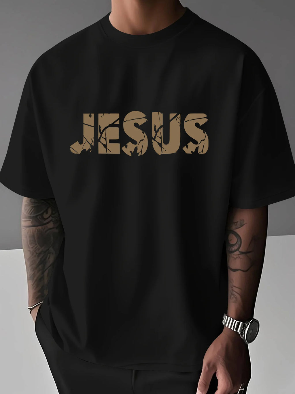 T-Shirt Chrétien Jésus Croix – T-Shirt Homme 100% Coton Style Décontracté et Tendance