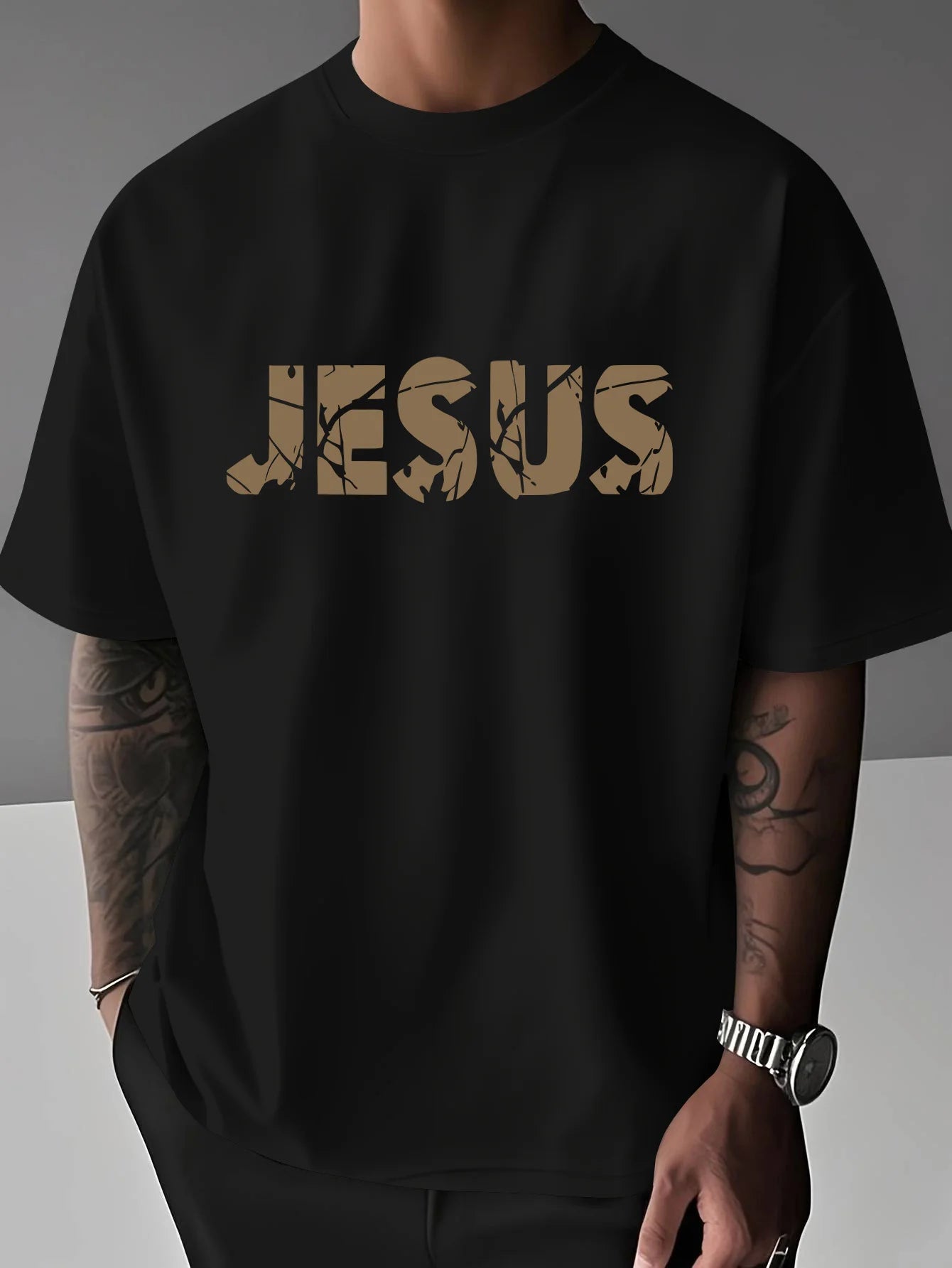 T-Shirt Chrétien Jésus Croix – T-Shirt Homme 100% Coton Style Décontracté et Tendance