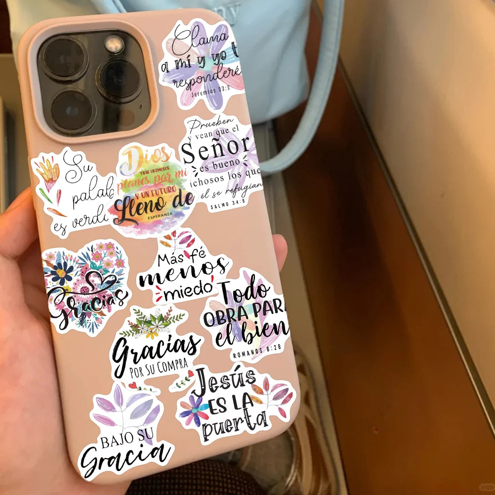 50pcs Spanish Motivational Quotes Stickers Decals For Phone Scrapbook Skateboard Helmet DIY Aesthetic Waterproof Stickers