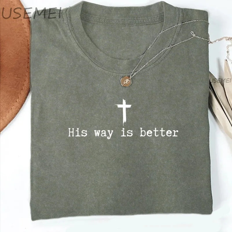 T-shirt Christian Jesus Faith Tshirt Casual Short Sleeve Cotton Round Neck T Shirt Oversized Y2k