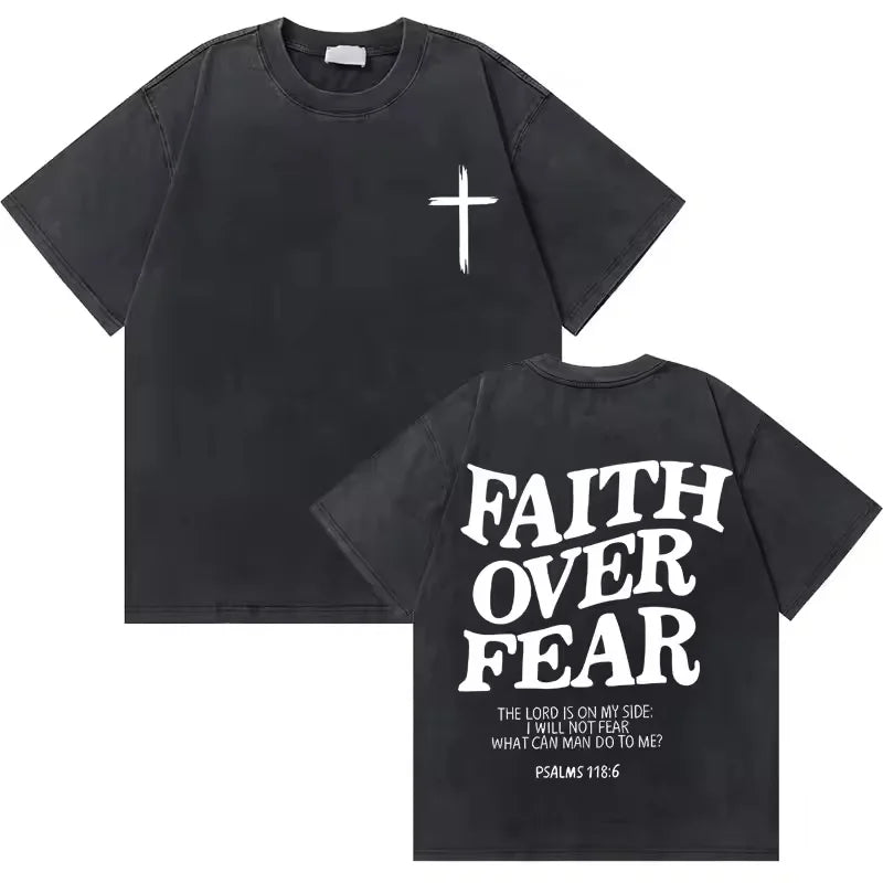 Washed Vintage Christian Jesus Good News God Loves You Bible Verse Graphic T-shirts Men Women Fashion Casual Oversized T Shirt
