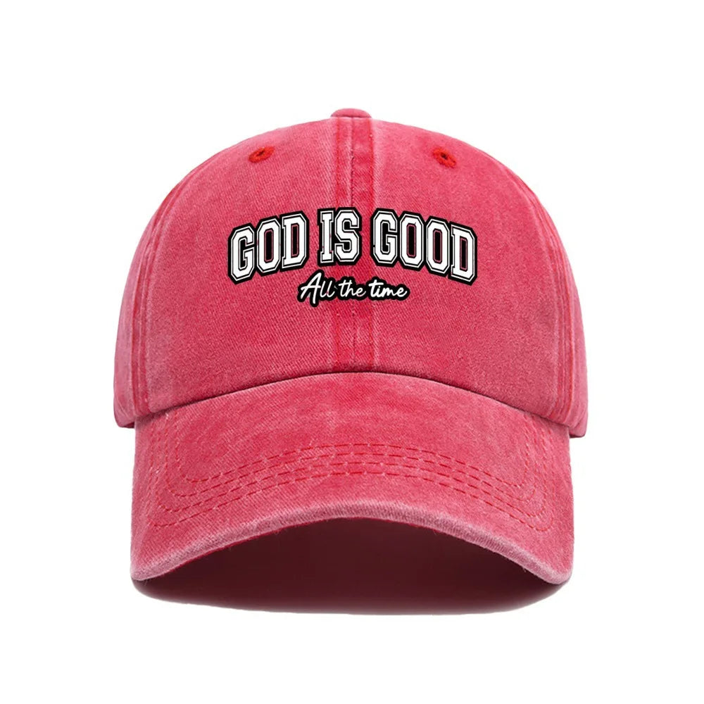 Casquette Chrétienne “God Is Good” – Casquette Vintage en Coton Lavé Ajustable pour Homme & Femme