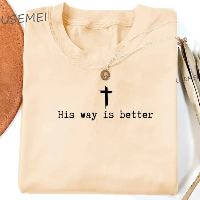 T-shirt Christian Jesus Faith Tshirt Casual Short Sleeve Cotton Round Neck T Shirt Oversized Y2k