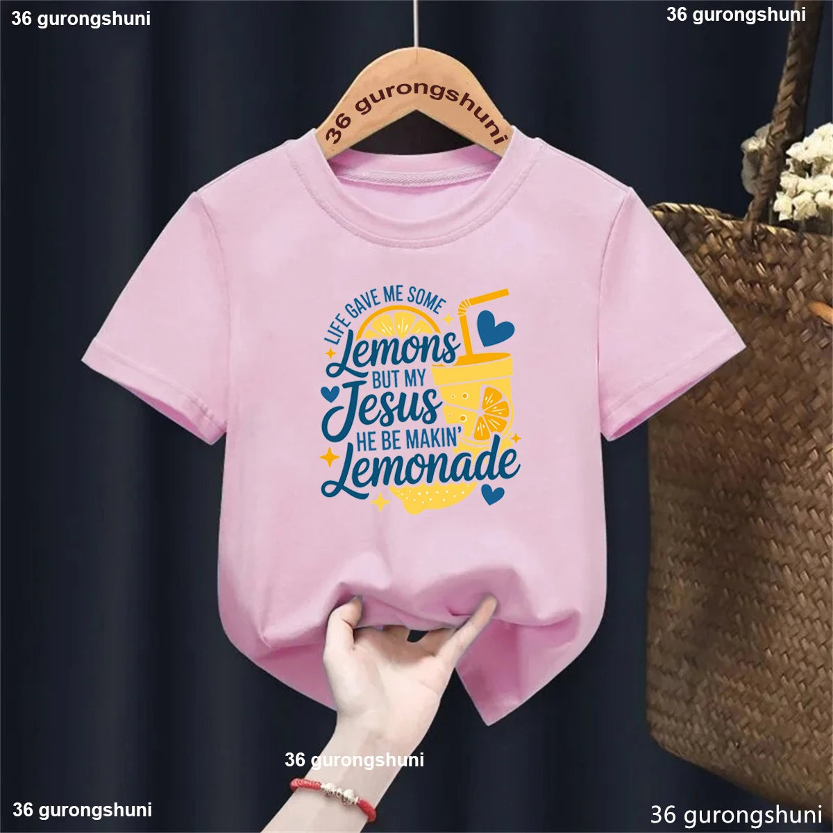 New Arriving Kids Tshirt Jesus and Lemonade Graphic Printed T-shirt Girls Fashion Clothes Casual Summer Short Sleeve Tshirt Tops