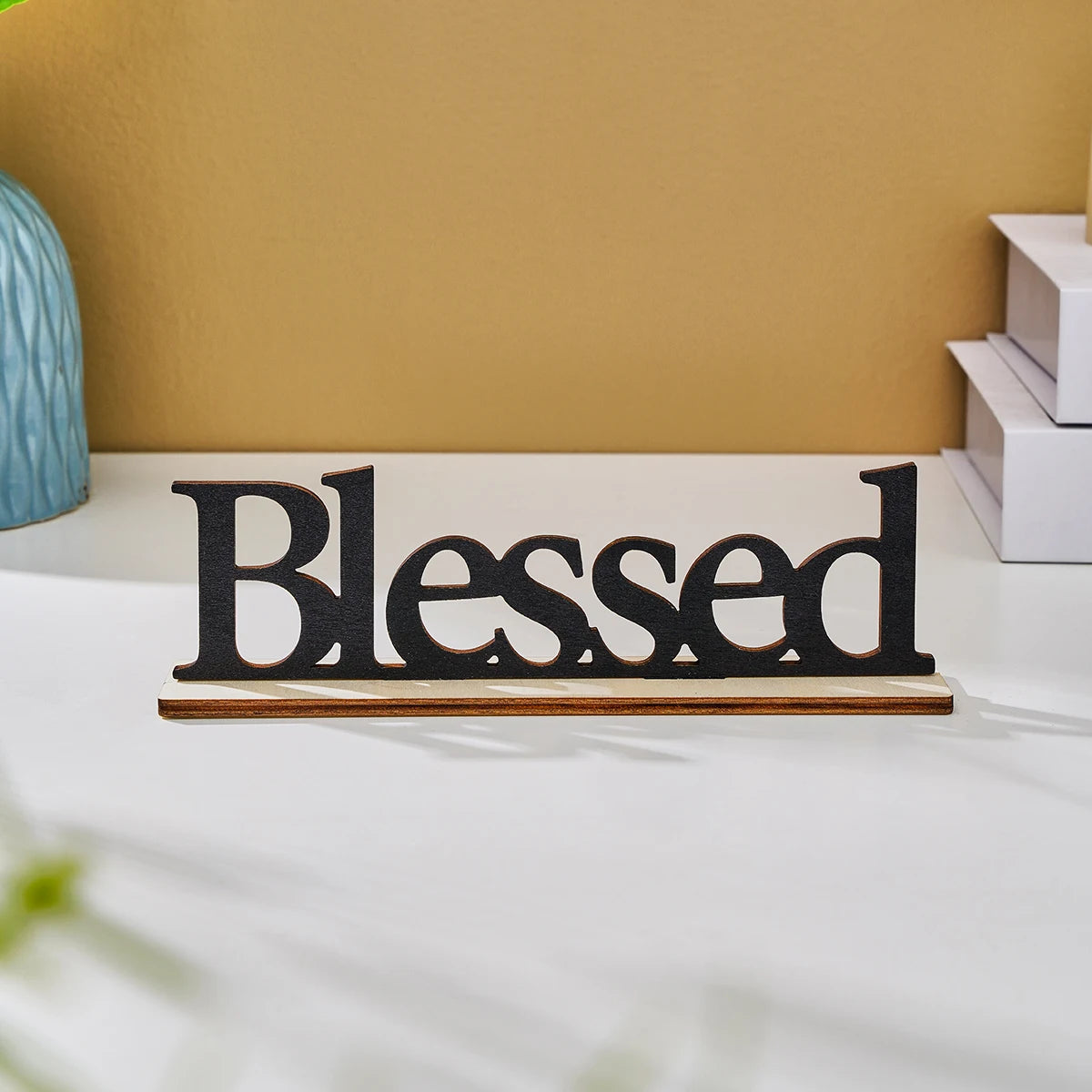 1PC creative blessed letter wooden decorative ornaments, suitable for festive wedding anniversary party decorative ornaments