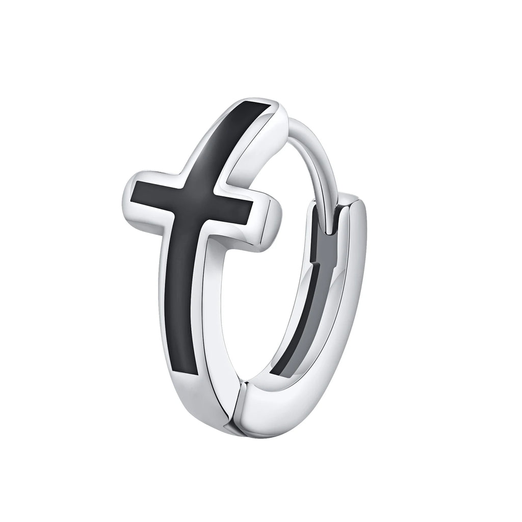 Men Cross Hoop ,  Waterproof ,  Earring Christian Faith Religious